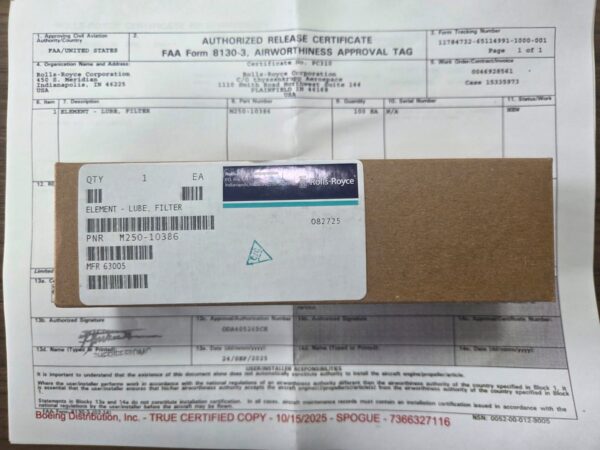 ELEMENT- LUBE, FILTER M250-10386